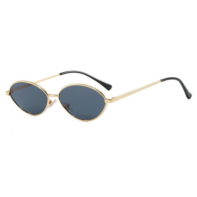 Cat Eye Small Frame Sunglasses Y2k Trendy Oval Metal Sun Glasses Women Punk Sunshade Shades Outdoor UV400 Protection Goggles