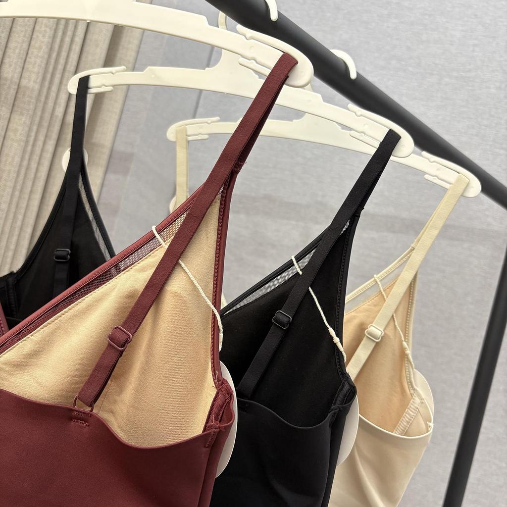Autumn Women's French Satin V-Neck Camisole with Chest Pad