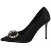 [Spot] Rhinestone pointed black French stiletto sexy European and American high heels women's 2025 new spring shoes