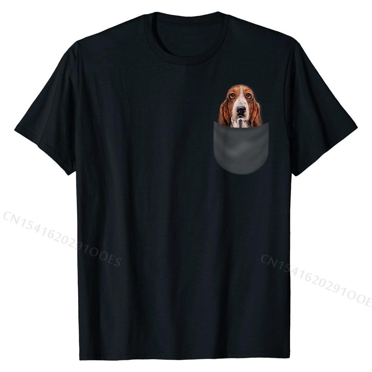 

T-Shirt, Basset Hound Gazing Out from Pocket, Dog T Shirt Print New Arrival Cotton Tops T Shirt cosie for Men 4XL