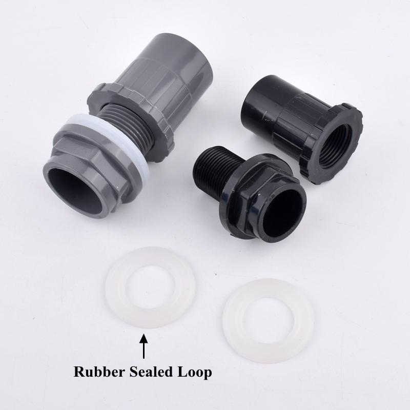 1Pc 20/25/32/40/50mm PVC Water Tank Connector, Thicken Fish Tank Drain Joint Aquarium Inlet Outlet Supply Pipe Joint Fittings