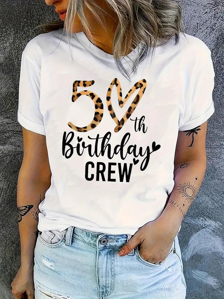 Europäische Größe Kreatives Design Leopardenmuster Buchstabenmuster Damen Mode Trend Kurzarm, Einfaches Lässiges Sport T-Shirt