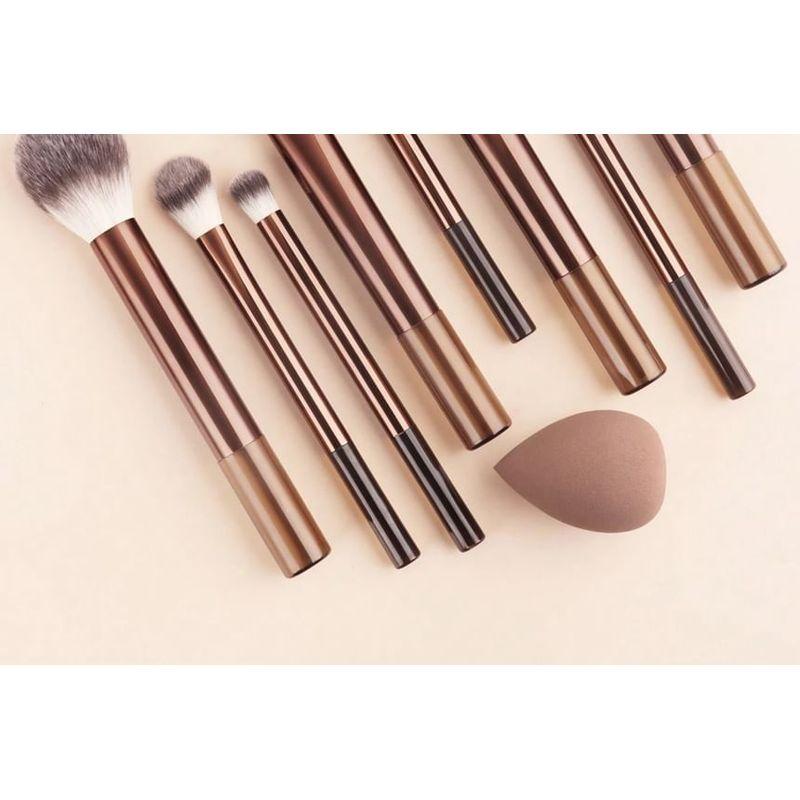 Stroke of Beauty - Set of 11: Makeup Brush + Makeup Blender Beauty Sponge + Triangle Powder Puff