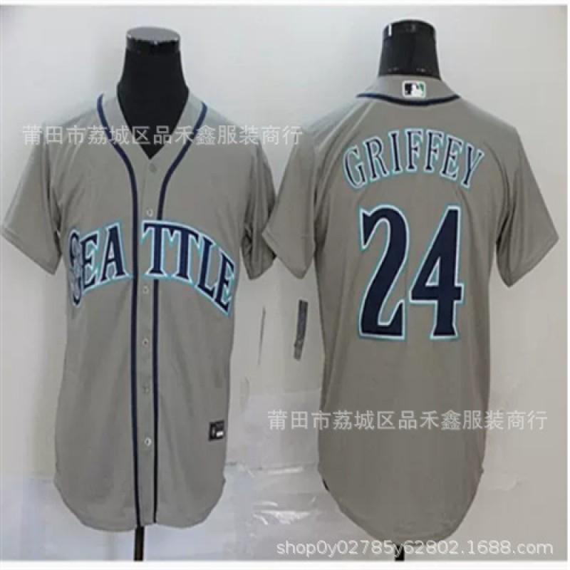 Mens Embroidered Baseball Jersey Seattle Mariners 24 Griffey Cotton Sport Top Basketball Fans