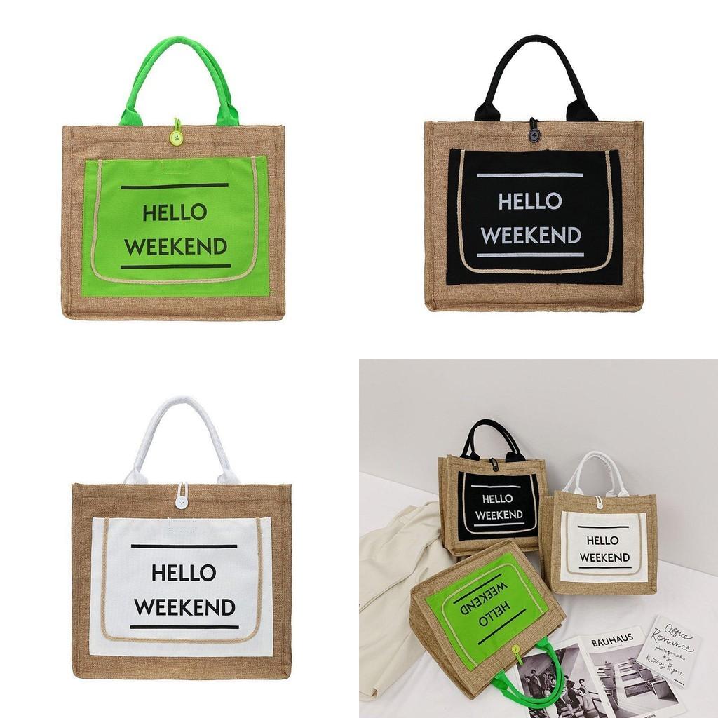 Cotton Womens Casual And Linen Bag Retro Woven Design Soft Handle Drawstring