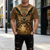 Men's Polyester 3D Printed T-Shirt with Owl Pattern & Orange Eyes, High Definition 3D Design, Lightweight and Durable Fabric, Perfect Choice for Men