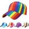 Spot Colorful Striped Baseball Cap Women's Big Brim Rainbow Printed Cap Tour Group Sun Cap