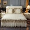 Luxury Lace Thickened Bedspread Solid Color Home Bed Skirt with Pillowcase Bed Sheet Skirt Embroidery European-style Bed Spreads