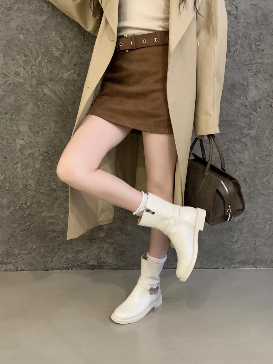 

Niche design knight boots 2025 new thin boots versatile round head flat bottom high tube fashion single boots women 39 абрикосовый