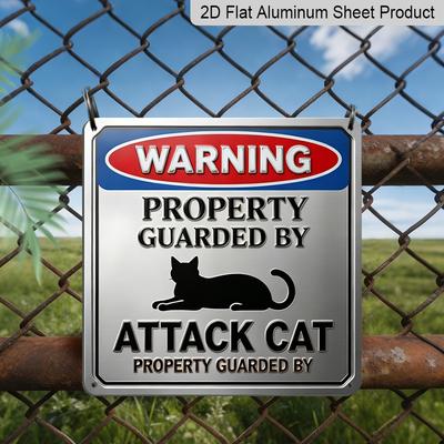 Plat 2D - 1 pièce, Panneau Décoratif Métal Aluminium Vintage, Panneau d'Avertissement pour Chats Agressifs, Décor Mural Rétro, Décoration de Maison Convient pour les Porches