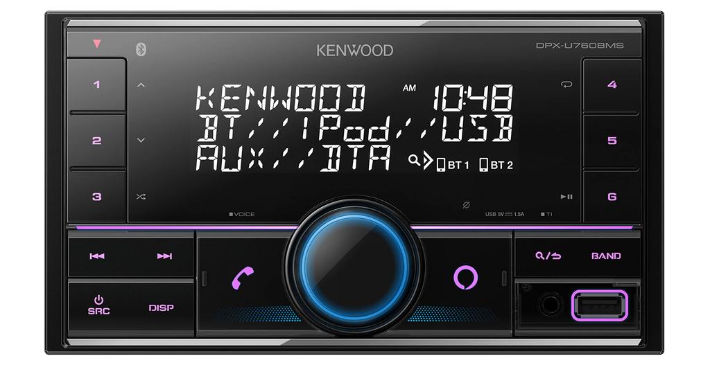 Kenwood 2DIN Receiver MP3 WMA AAC WAV FLAC Compatible USB iPod Bluetooth KENWOOD DPX-U760BMS
