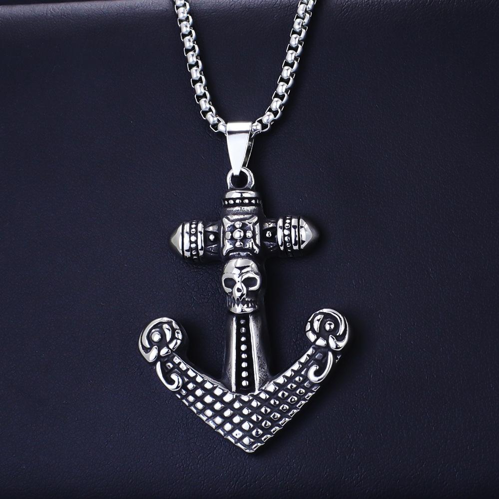 Necklace Vintage Anchor Viking Like Nautical Sailing Cross Pendant