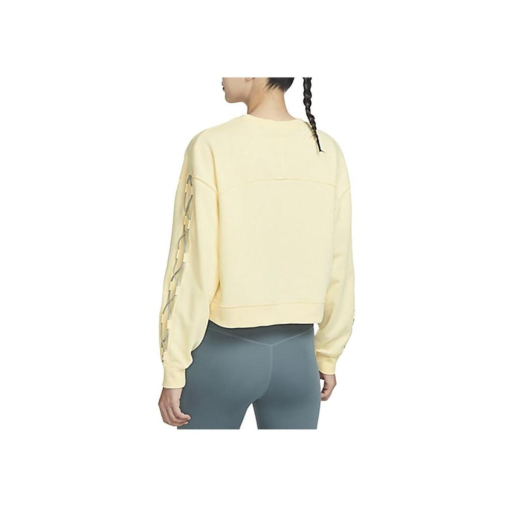Nike Logo Print Crew Neck Sweatshirt Women Tops Yellow DX0003-744