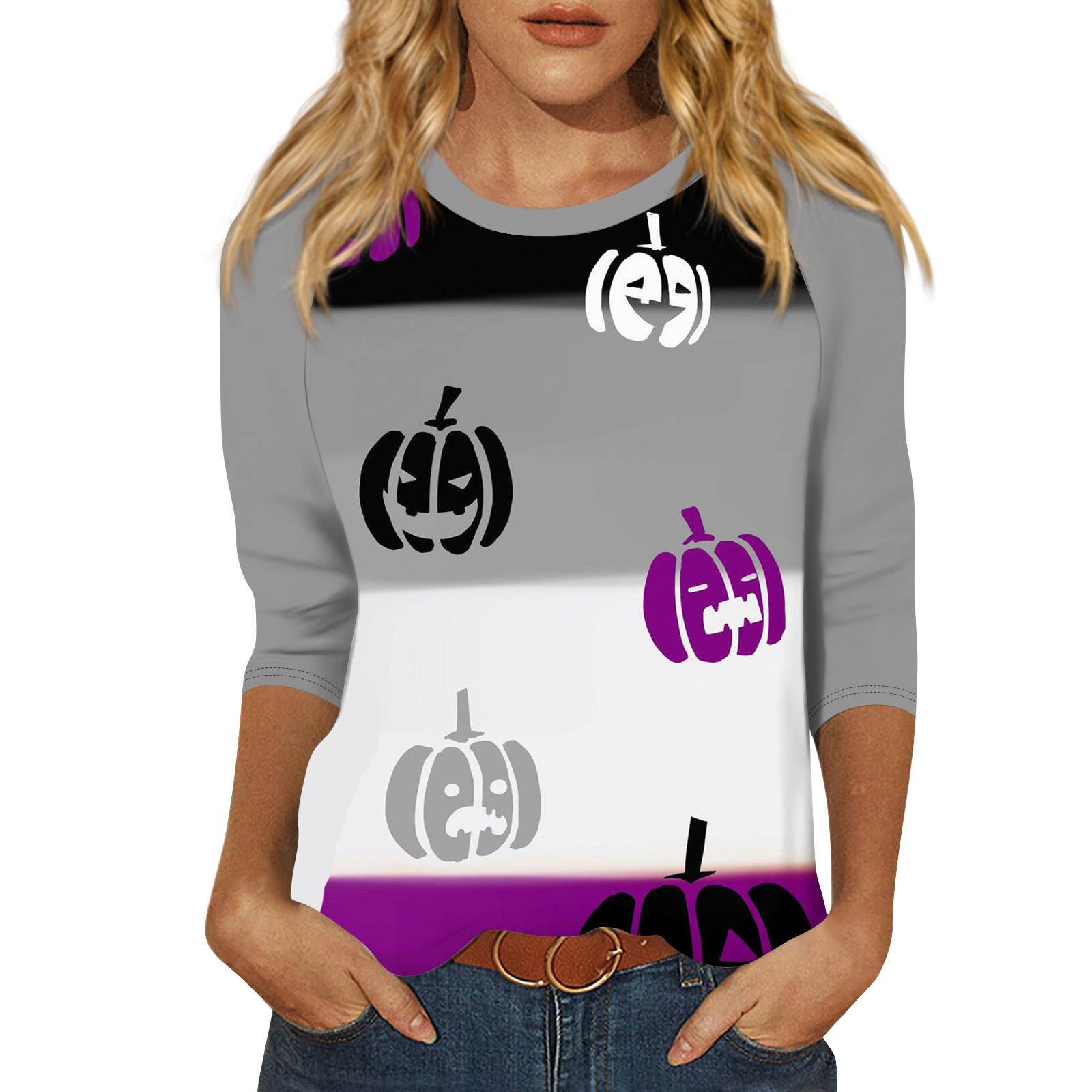 

Женский модный повседневный топ с круглым вырезом и рукавом реглан с принтом 3/4 L