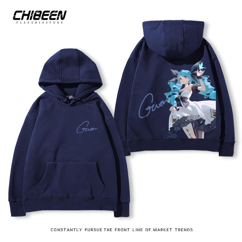 

League of Legends LOL Lingluo Doll Gwen Print Men s Hooded Sweatshirt Autumn and Winter Outdoor Plus Velvet Loose Adult Tops S