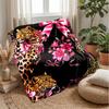 Leopard and Floral Elegance 1 Theme Blanket Lightweight Warm Flannel Blanket Decorative Throw Blanket for Home Decoration