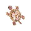 Spilla a forma di tartaruga con strass e chiusura sicura in lega ipoallergenica, spilla da bavero, gioiello per feste, viaggi, regali