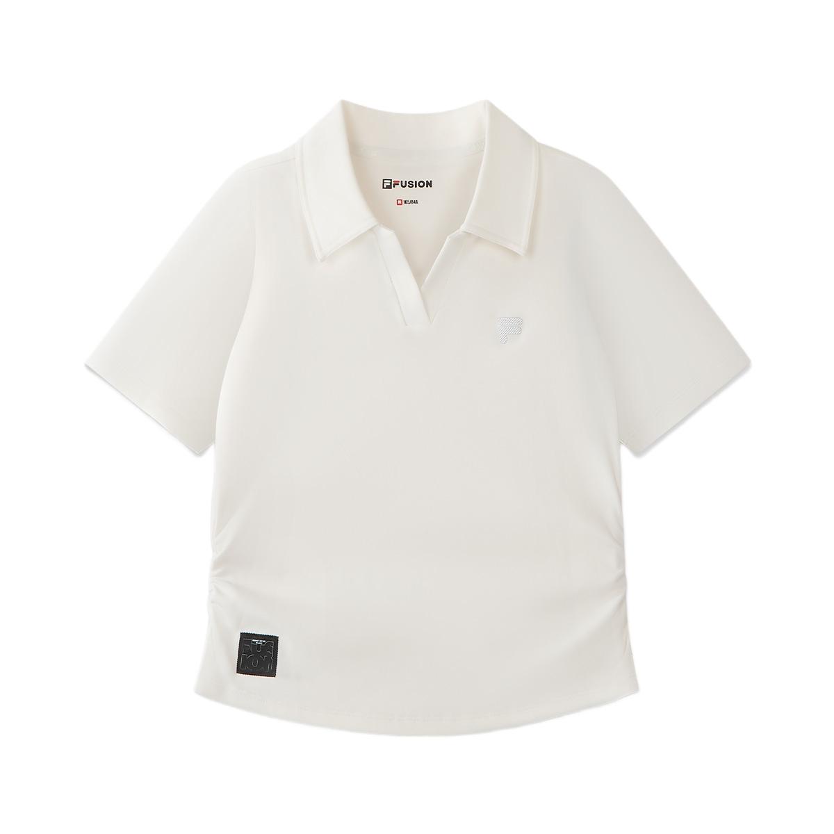 FILA Fusion Workwear Slim Fit Solid Color Polo Shirt Women tops T11W623107BWT L