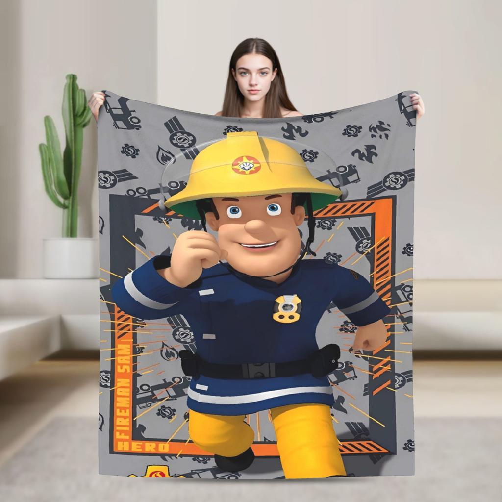 Firemans Sams Flannel Blanket Winter  Super Warm Throw Blanket for Girls Boys Outdoor Pattern Bedspread Sofa Bed Cover