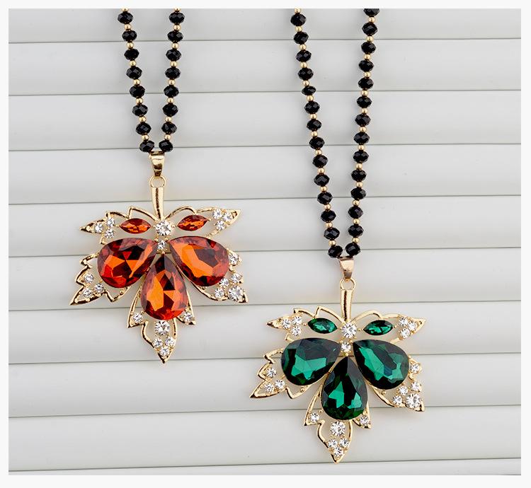 Crystal minimalist maple leaf pendant
