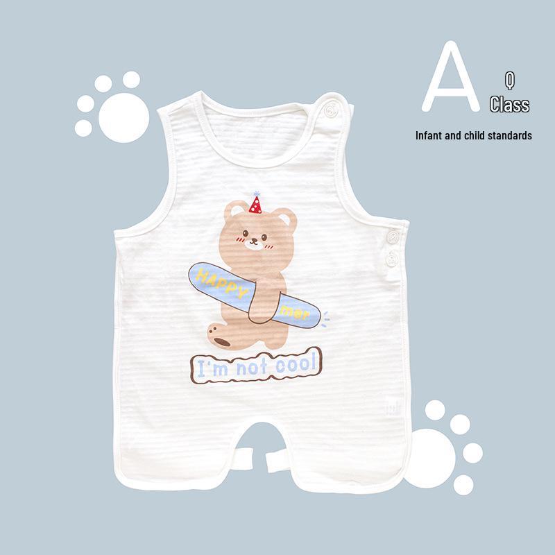 Bavoir d'été mignon Tao Baby en coton à demi-dos et leggings fins protecteur de ventre pour nouveau-nés