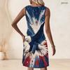 Plus Size Women Round Neck Sleeveless Midi Dress Summer Relaxed Casual Wear