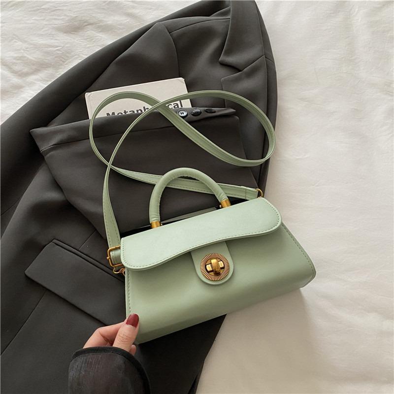 

Осень и зима ретро однотонная новая работа сумка для通勤 женская универсальная повседневная высококлассная темпераментная сумка-мессенджер зелёный