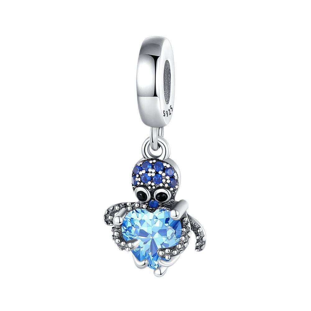 S925 Silver Ocean Theme DIY Heart Pendant Handmade Seahorse Dolphin Popular Necklace Charm