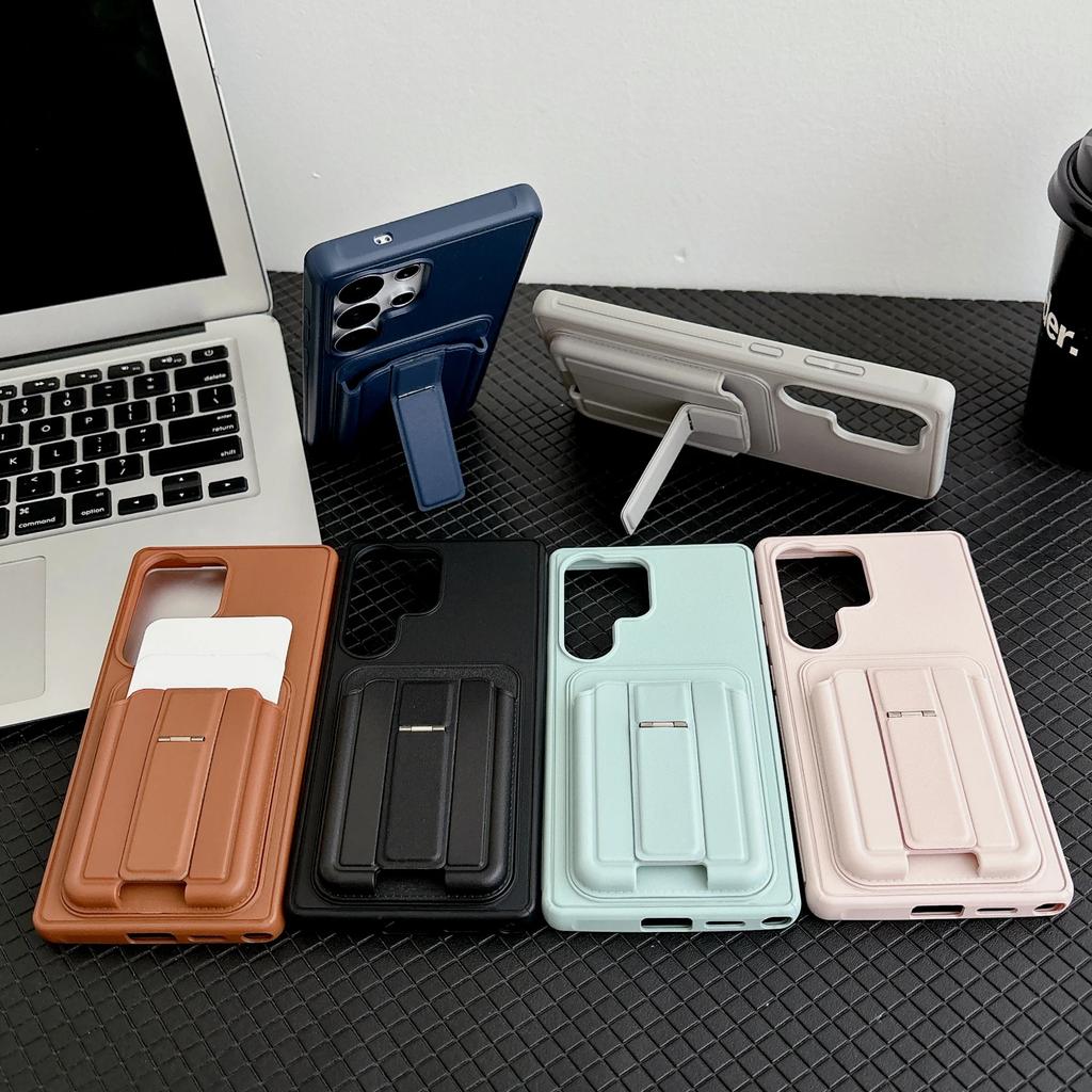 Business Solid Color Magnetic Card Slot Holder Leather Case For Samsung S26 Ultra S25 Plus S24 A26 A17 Shockproof and Drop-resistant Cover