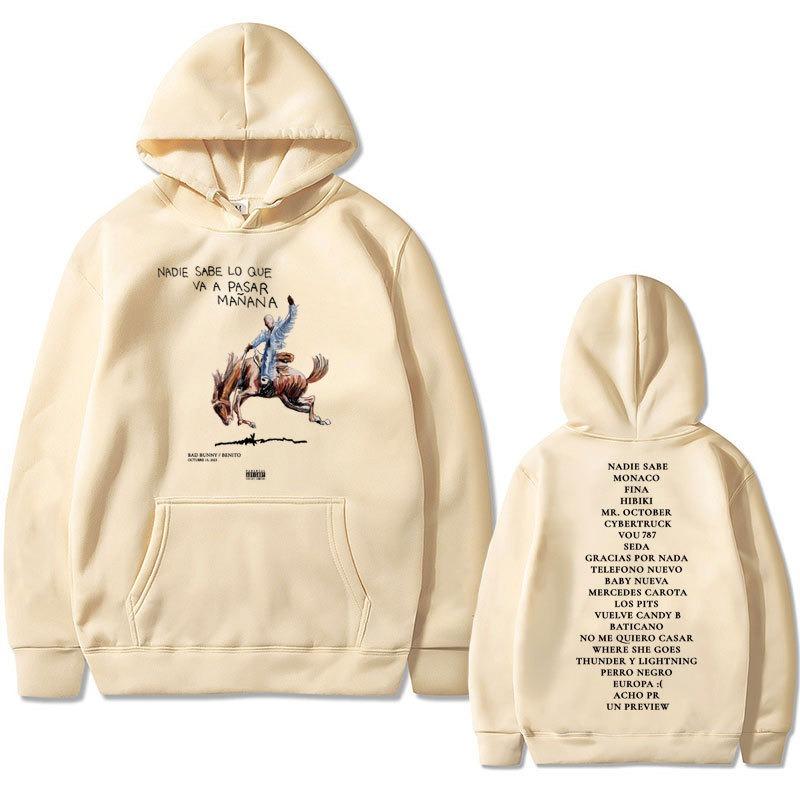 Rapper Bad Bunny Nadie Sabe Lo Que Va A Pasar Mañana Album Fabric New Street Fashion Hoodie Casual Running Sweatshirt Cyberpunk