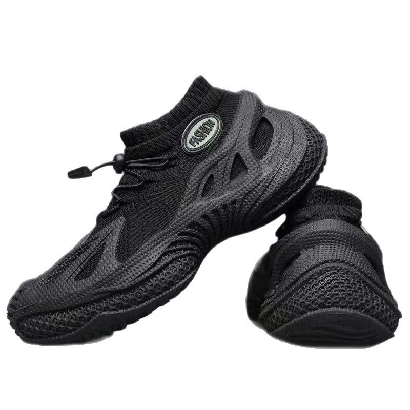 Autumn mesh breathable new high-elastic sports fly-woven thick-soled heightening sports and leisure shoes