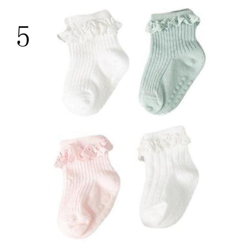 4Pair/lot New Baby Children's Non-slip Autumn Winter Cotton Socks Solid Color Baby Foot Socks