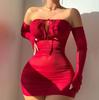 Heer odycon ace-up Set Sex suit tube top tight dress sexy chest wrap skirt