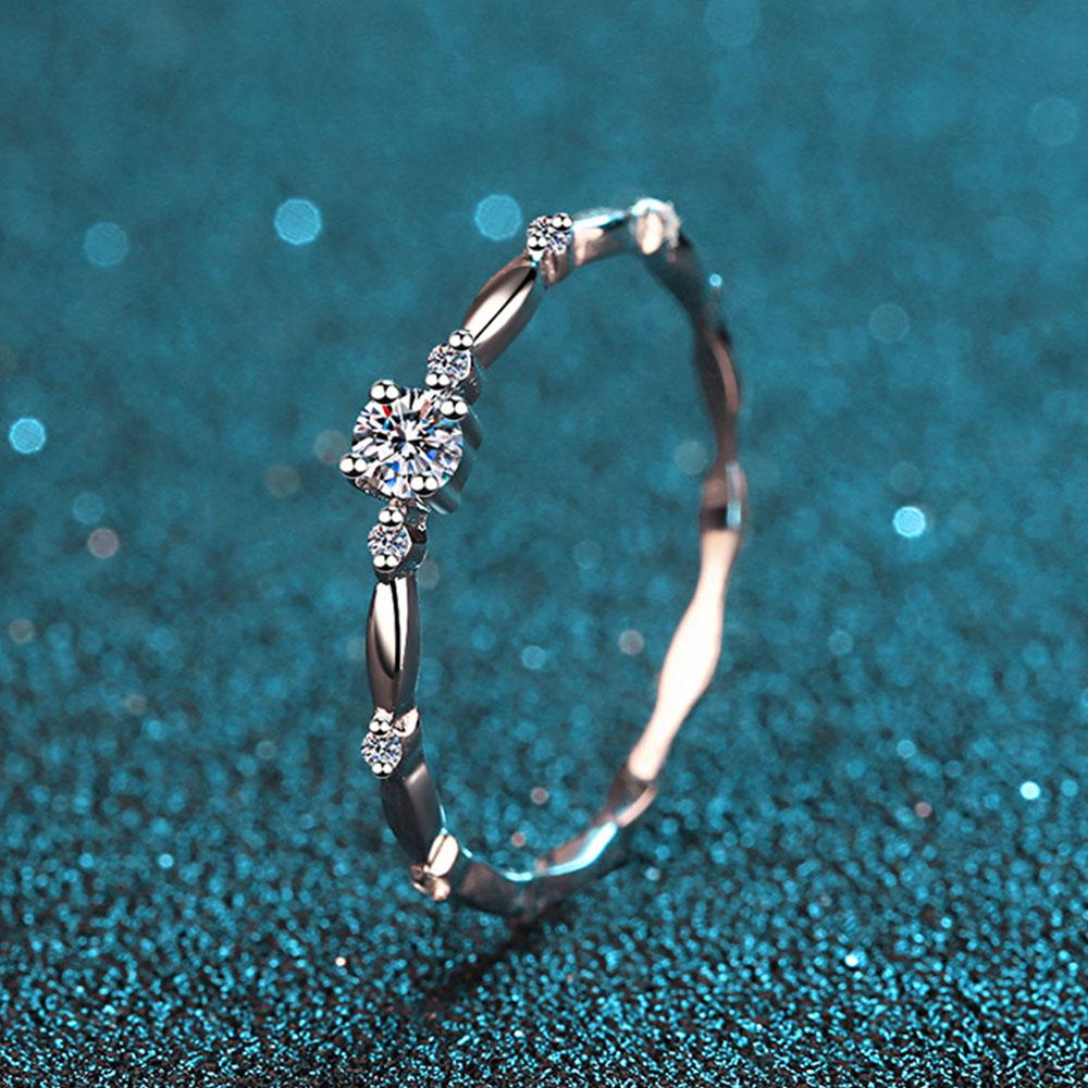 

3MM D Color Moissanite Engagement Ring for Women 925 Silver Gold Plated Solitaire Rings 4&Moissanite