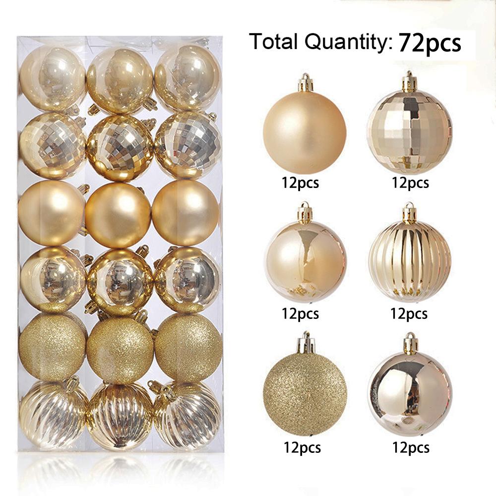 Weihnachtskugeln aus Kunststoff, 72 Stück 2,6 cm Weihnachtsbaumschmuck Hängeanhänger Kugeln Christbaumkugeln für Neujahr Weihnachtsbaumdeko