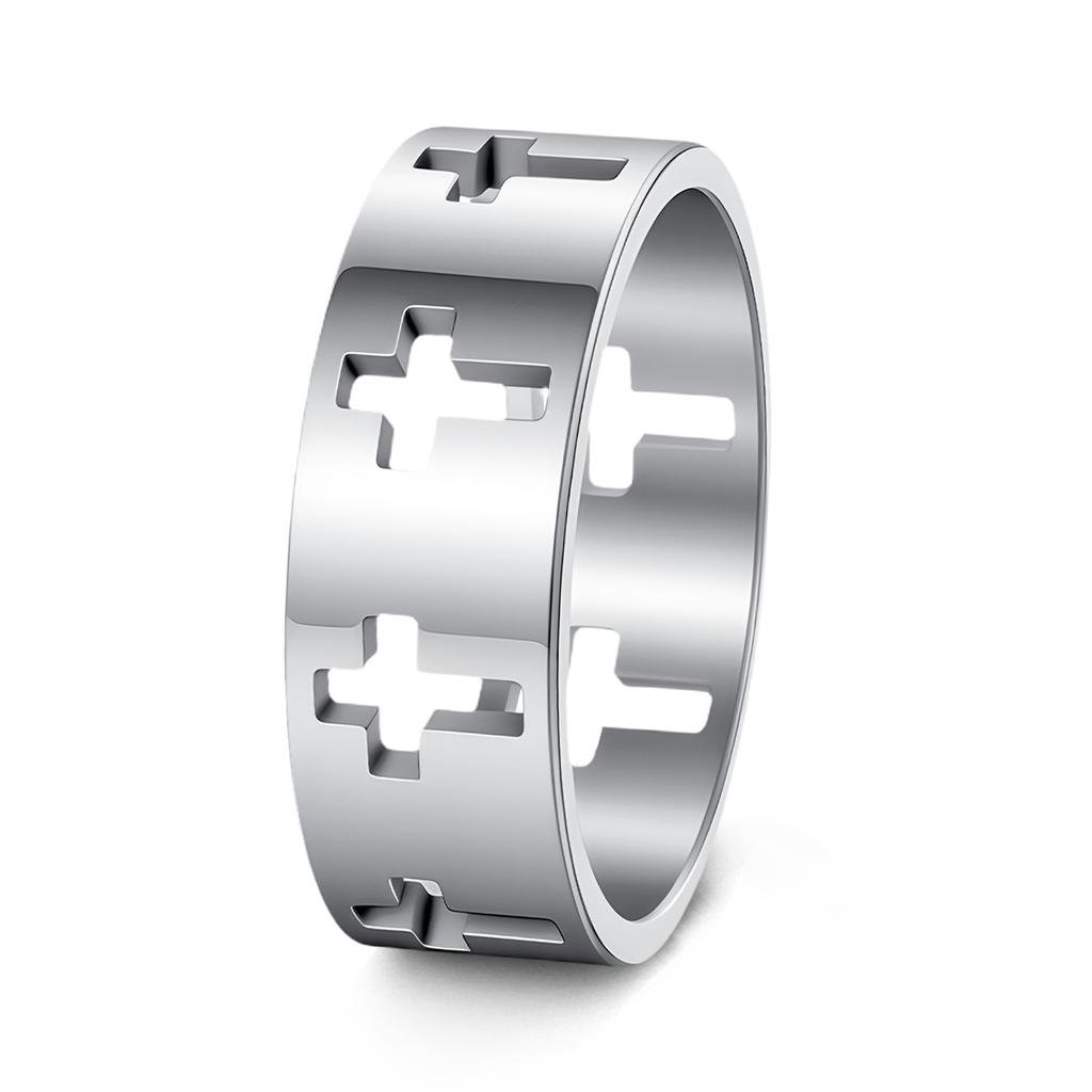 European and American Popular Simple and Fashionable Men's Jewelry Hand Jewelry Hollow Cross Ring