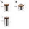 Tragbare Edelstahl-Kaffeekannen Vielseitig mit Holzdeckel Kaffeeaufbewahrungsdose Runde Kaffeebohnen-Aufbewahrungsbox