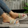 Ladies' Wedge Heel Sandals, Thick-soled Shoes Made of Woven Hemp Rope, and Comfortable Sponge Slippers