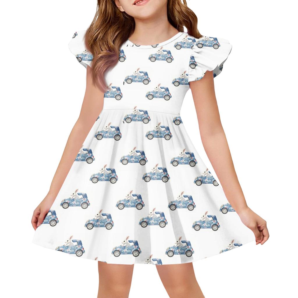 Girls' Summer Princess Dress - A-Line T-Shirt Dress Easter Day
