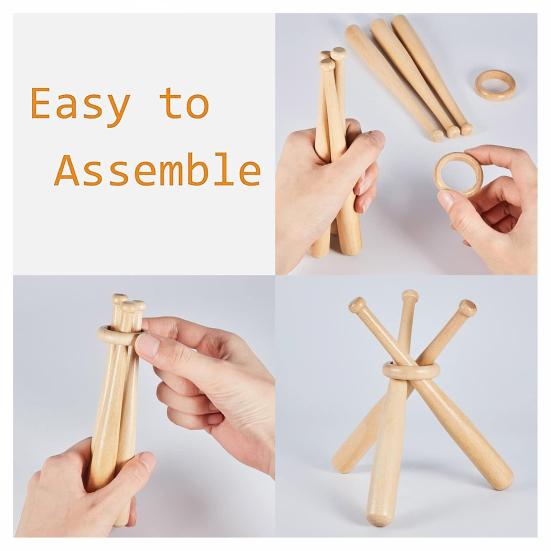 Wooden Baseball Bat Display Stand Mini Holder for Showcasing Balls & Memorabilia Golf Tennis Ball Support Bracket Round Crafted Rack for Home Desktop