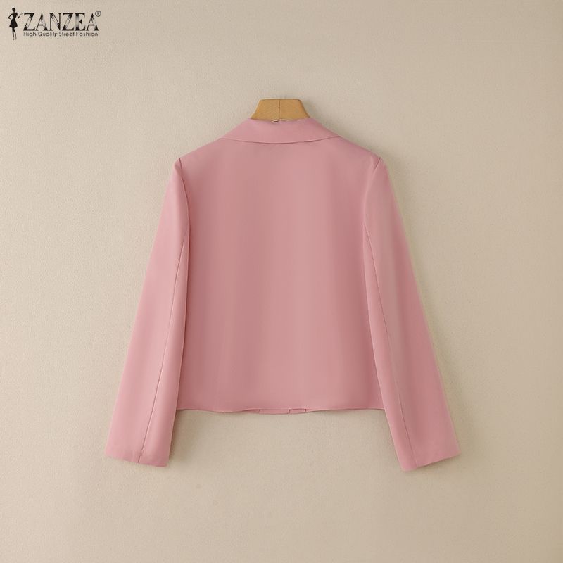 ZANZEA Blazer cardigan subțire cu mânecă lungă cu guler răsturnat pentru femei