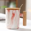 Marble Ceramic Mug with Wooden Handle
