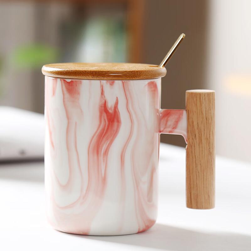 Duoli Ceramic Mug with Wooden Handle, Lid, and Spoon