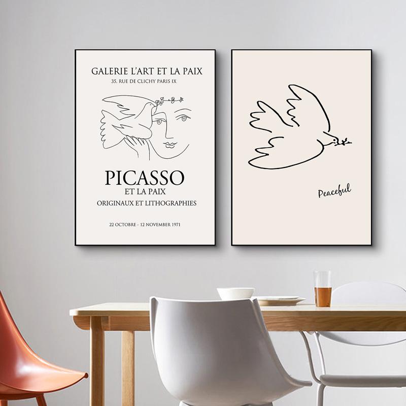 Abstract Line Bird Woman Face Canvas Paintings Picasso Matisse Minimalist Wall Art Poster Modern Print Pictures for Home Decor