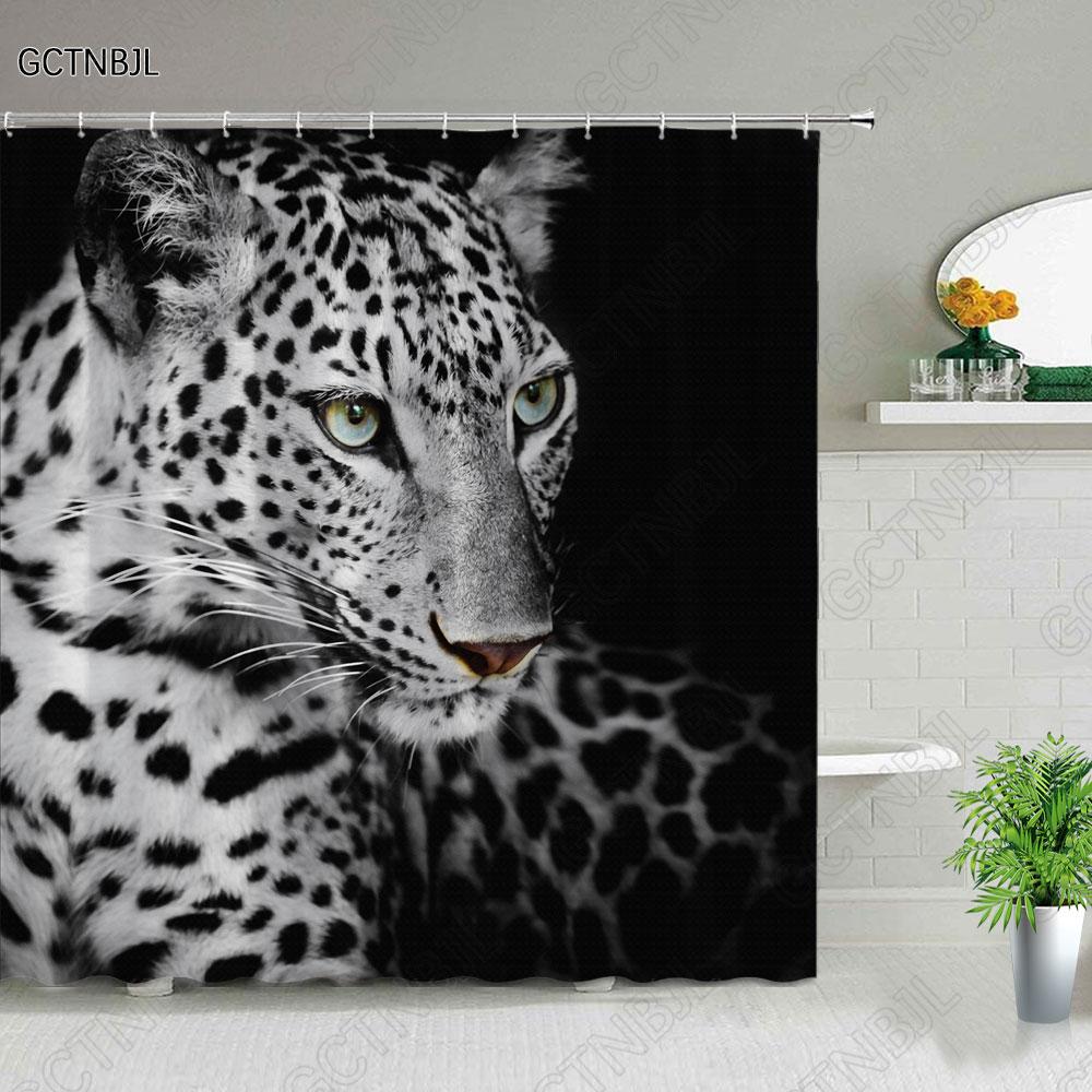 Cat Dog Cow Shower Curtain Set Cute Animal Bathroom Curtains Fabric Christmas Home Bathroom Decor Bathroom Accessories Set