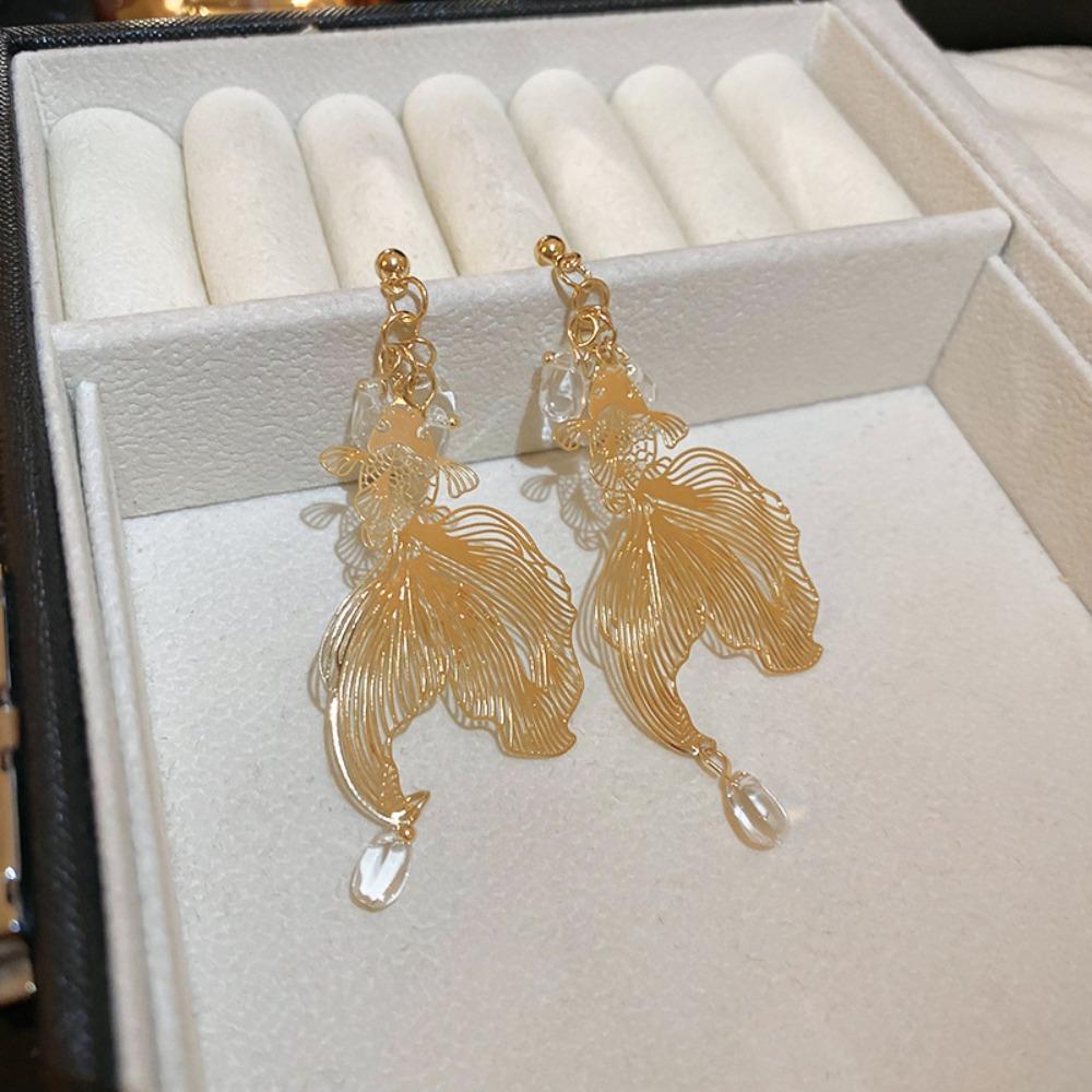 Accessories Goldfish Earrings Ear Jewelry Metal Dangle Earrings Goldfish Eardrop  Women