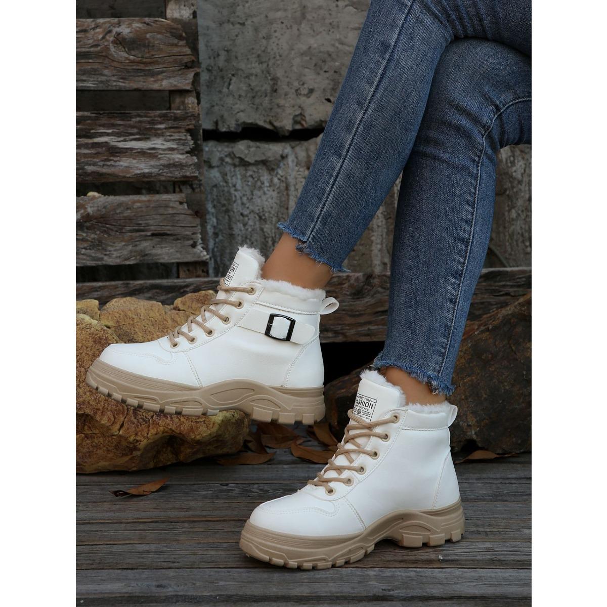 Зимняя обувь женские зимние ботинки плоские нескользящие теплые женские ботильоны обувь — фото 10