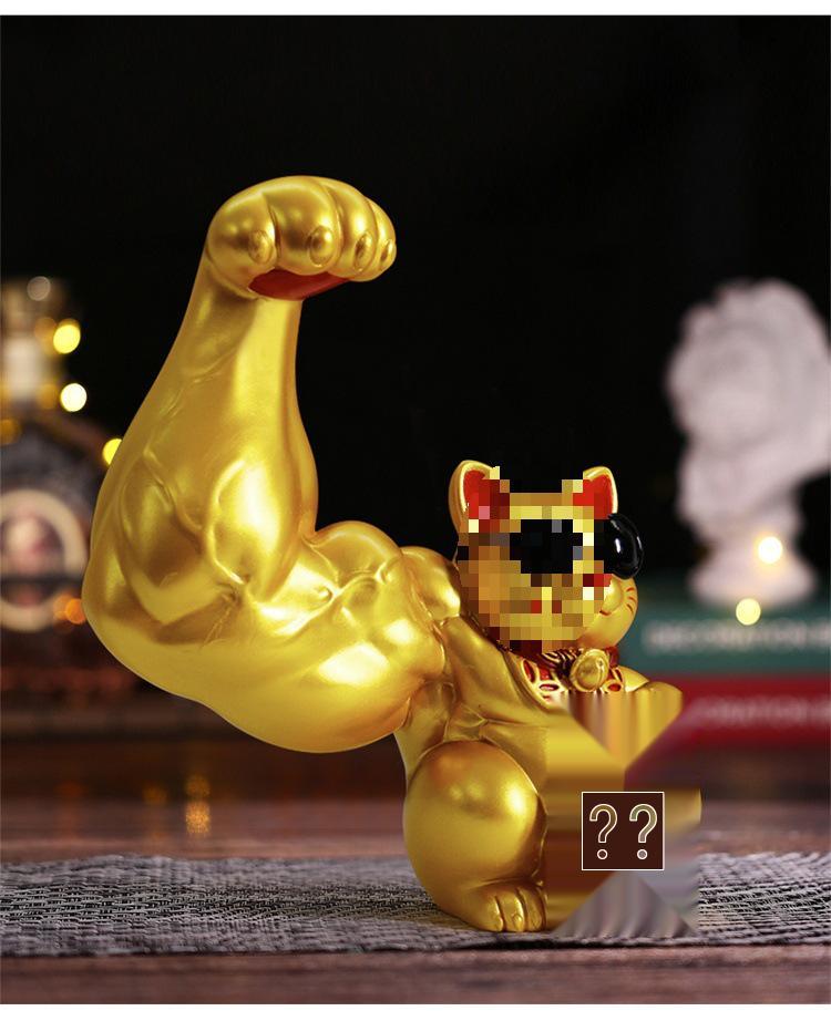 Robust Cat Figurine: Strong, Good Luck Welcoming Gift for Shops with Functional Cash Register Ornament