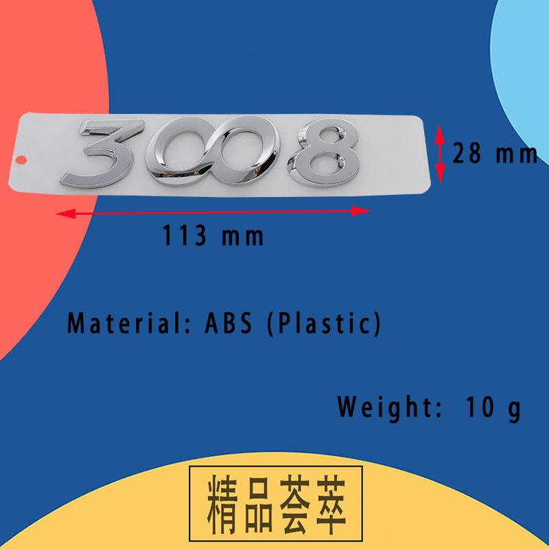 3D Premium ABS 3008 Litery dla 3008 samochód Błotnik bagażnik Tylna maska Odznaka Naklejka Kalkomania Emblemat