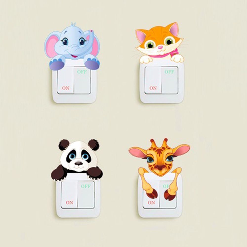 Cartoon Light Switch Sticker Easy to Use Removable Wall Sticker Animal Switch Sticker  Bedroom